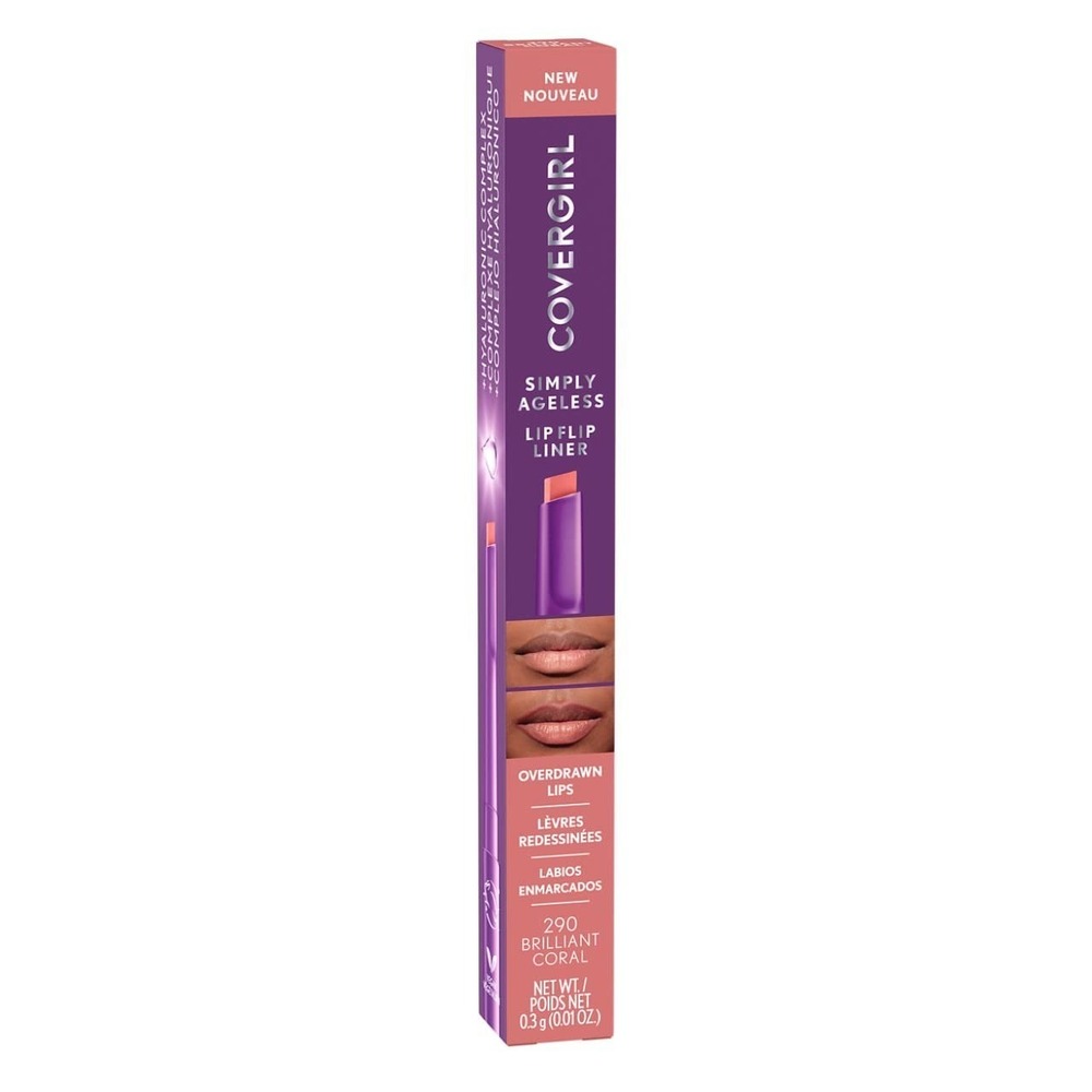 2X CoverGirl Simply Ageless Lip Flip Liner 290 Brilliant Coral Lip Color NEW